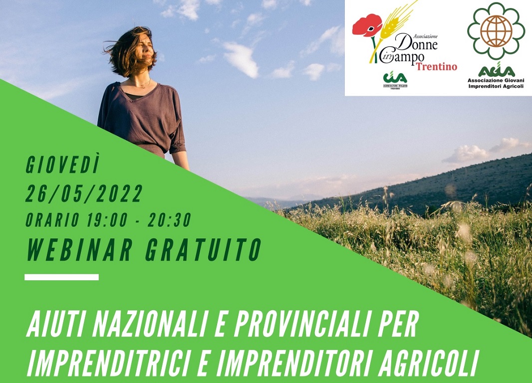 Webinar “Aiuti nazionali e provinciali per imprenditrici e imprenditori agricoli” 2022